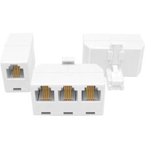 img 3 attached to 🔌 NECABLES 3-Way Phone Jack Splitter (2+1 Pack) RJ11 6P4C with Line Coupler – Landline and Fax Compatible in White