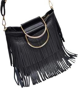 img 2 attached to Stylish Leather Fringe Shoulder Handbags, Wallets, and Crossbody Bags from CHIC DIARY