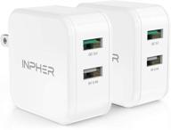 🔌 быстрая зарядка inpher 2 в 1 для usb-настенного зарядного устройства: зарядное устройство 30 вт fast charger 3.0 + адаптер с двумя портами 2.4a для samsung galaxy, iphone, ipad, google pixel и других устройств логотип