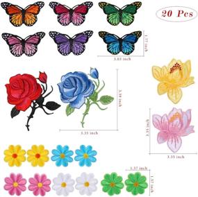 img 3 attached to 🌸 Kissbuty 20 Pcs Flowers Butterfly Iron on Patches: Creative Embroidery Appliques for DIY Crafts & Clothing