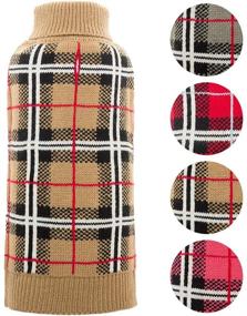 img 3 attached to PUPTECK Classic Plaid Style Dog Sweater - Festive Winter Cloth for Adorable Puppies