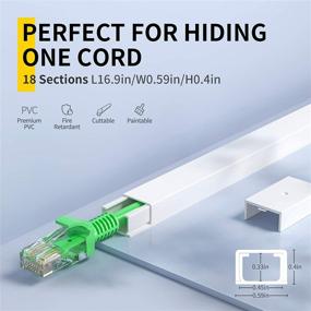 img 3 attached to 🔌 Yecaye 304in Cable Concealer Kit | One-Cord Cord Cover for Wire Hiders | Durable Wall Cable Hider System | Paintable Cable Raceway | PVC Cable Management | 18X L16.9 W0.59 H0.4 | Small Size | White