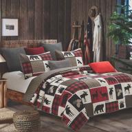 rustic cabin lodge life quilt set - king size 3-piece reversible camping comforter with decorative pillow shams by virah bella logo