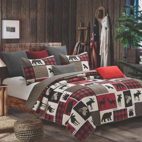 img 4 attached to Rustic Cabin Lodge Life Quilt Set - King Size 3-Piece Reversible Camping Comforter with Decorative Pillow Shams by Virah Bella