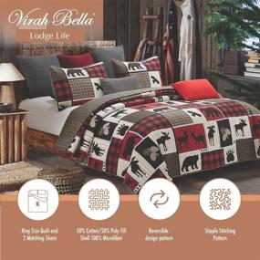 img 3 attached to Rustic Cabin Lodge Life Quilt Set - King Size 3-Piece Reversible Camping Comforter with Decorative Pillow Shams by Virah Bella