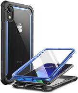 📱 i-blason ares case for iphone xr 2018, full-body rugged clear bumper case with built-in screen protector - blue logo