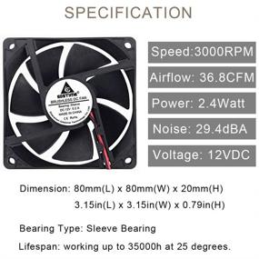 img 3 attached to Efficient Cooling Solution: GDSTIME 80mm x 20mm 8020 12V DC Brushless Cooling Fan with Sleeve Bearing and 2-Pin Connector