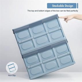img 1 attached to 📦 Homde Large Collapsible Storage Bins Pack of 2 with Lid – Blue Plastic Tote Container Crates