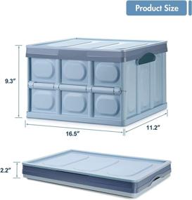 img 3 attached to 📦 Homde Large Collapsible Storage Bins Pack of 2 with Lid – Blue Plastic Tote Container Crates