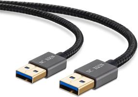 img 2 attached to 🔌 1.5 фута USB 3.0 мужской на мужской оплетенный нейлоном кабель - идеально подходит для передачи данных, жестких дисков, принтеров, модемов, камер - Кабель NC XQIN USB к USB