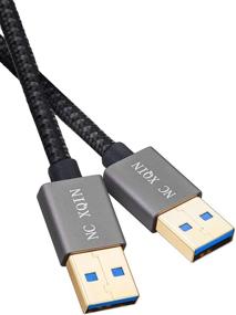 img 3 attached to 🔌 1.5 фута USB 3.0 мужской на мужской оплетенный нейлоном кабель - идеально подходит для передачи данных, жестких дисков, принтеров, модемов, камер - Кабель NC XQIN USB к USB