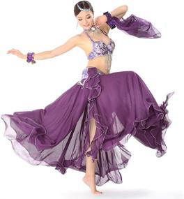 img 1 attached to Belly Dance Skirt and Wrist Ankle Cuffs Set by Cooyeah: Enhance Your Performance with Style!