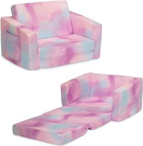 img 4 attached to 🛋️ Delta Children Cozee 2-in-1 Convertible Sofa Lounger - Comfortable Pink Tie Dye Flip Open Couch/Sleeper for Kids