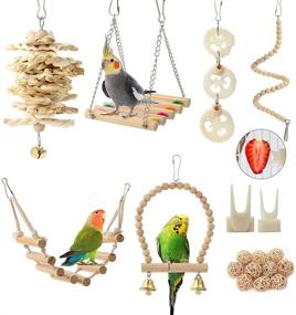 img 4 attached to 🐦 Bird Parrot Toys Swing: A Full Range of Cage Accessories for Parakeets, Cockatiels, Lovebirds, Conures, Budgie, Macaws, Finches, and Small Pets