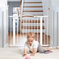 tokkidas auto close baby gate: extra wide child gate with door, easy walk 👶 thru dog gate for stairs & doorways - pressure mounted kit, no drilling required (40.6inch-arched white) logo