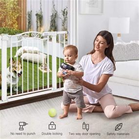 img 2 attached to Tokkidas Auto Close Baby Gate: Extra Wide Child Gate with Door, Easy Walk 👶 Thru Dog Gate for Stairs & Doorways - Pressure Mounted Kit, No Drilling Required (40.6inch-Arched White)