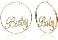 💫 stylish women's girls' geometric dangle hoop earrings: hollow out letters, stars, and baby engraving jewelry logo