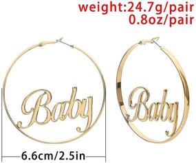 img 2 attached to 💫 Stylish Women's Girls' Geometric Dangle Hoop Earrings: Hollow Out Letters, Stars, and Baby Engraving Jewelry