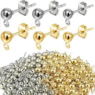 💎 180 piece ball post earring studs with 200 butterfly ear backs for diy jewelry making - 4mm, 5mm, 6mm - silver/gold logo