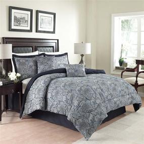 img 1 attached to Waverly Paddock Contemporary Farmhouse 6-Piece Comforter Set, King Size, Porcelain