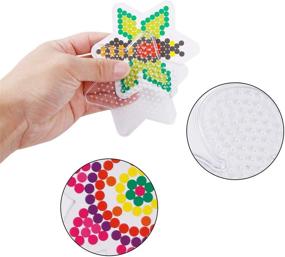 img 1 attached to Fuse Beads Pegboards Set - 20 Clear Plastic Pegboards with Craft Tray, 20 Colorful Cards, 4 White Beads Tweezers, 10 Keychains, 10 Hang Ropes, and 20 Hang Circles - Ideal for Kids DIY Craft Beads
