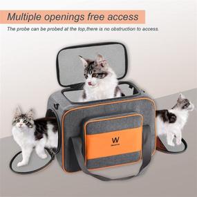 img 3 attached to 🐾 TSA Airline Approved Cat and Dog Carrier for Small to Medium Pets Under 20 lbs - Soft Side Carrier with 3 Doors, 4 Windows, Multi-Functional Large Space and Folding Storage - WAFEEYAH