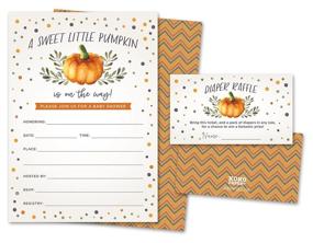 img 2 attached to 🎃 Sweet Little Pumpkin on The Way Rustic Fall Baby Shower Invitations and Diaper Raffle Tickets - Autumn Colors, Fall Leaves, Chevron Stripes. Set of 25 Fill in Style Cards, Envelopes, Raffle Tickets