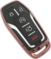 pink tpu key fob cover case remote holder skin protector for ford fusion f-150 edge explorer mustang lincoln mkz mkc 3/4/5 buttons smart key(not fit flip/folding key) logo