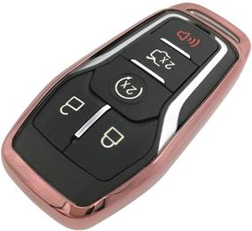 img 1 attached to Pink TPU Key Fob Cover Case Remote Holder Skin Protector For Ford Fusion F-150 Edge Explorer Mustang Lincoln MKZ MKC 3/4/5 Buttons Smart Key(NOT Fit Flip/Folding Key)