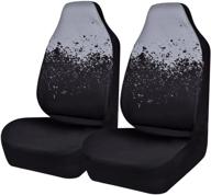 car pass sporty two-tone front seat covers for cars, suvs, sedans - universal fit, airbag compatible - black/gray logo