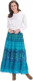 img 2 attached to 👗 CATALOG CLASSICS Turquoise Blue Tiered Broom Maxi Skirt for Women - Elegant Peasant Style