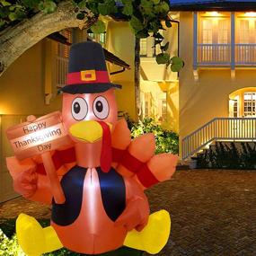 img 3 attached to 🦃 6FT Inflatable Turkey with LED Lights - Twinkle Star Thanksgiving Decorations for Happy Thanksgiving Day, Autumn Outdoor Display, Yard Lawn Decor - Thanksgiving Inflatables Blow up Turkey Lights