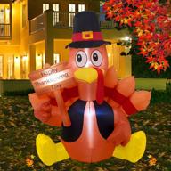 🦃 6ft inflatable turkey with led lights - twinkle star thanksgiving decorations for happy thanksgiving day, autumn outdoor display, yard lawn decor - thanksgiving inflatables blow up turkey lights logo