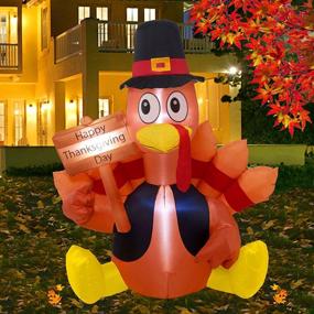 img 4 attached to 🦃 6FT Inflatable Turkey with LED Lights - Twinkle Star Thanksgiving Decorations for Happy Thanksgiving Day, Autumn Outdoor Display, Yard Lawn Decor - Thanksgiving Inflatables Blow up Turkey Lights