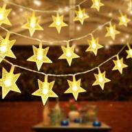 🌟 75ft extra-long christmas star string lights - 200 led warm white fairy lights for outdoor indoor decorations, bedroom party, wedding, garden, tree, yard - plug in logo