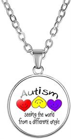 img 1 attached to 🧩 Puzzle Glass Convex Necklace Set - Raise Autism Awareness & Empower Children