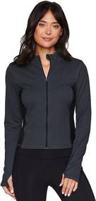 img 4 attached to 🏃 RBX Active Women's Lightweight Ribbed Running Jacket with Breathable Mock Neck and Zip Up