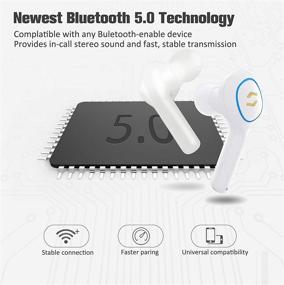 img 3 attached to 🎧 Беспроводные Bluetooth наушники TWS: портативный чехол для зарядки, сенсорное управление, Bluetooth 5.0, шумоподавление, стереонаушники - длительное время работы аккумулятора, защита от пота при занятиях спортом, подходят для деловых встреч (белые)