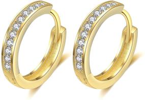 img 4 attached to 💎 Radiant AOBOCO S925 Sterling Silver Cubic Zirconia Huggie Small Hoop Earrings: Sparkling Delights for Women, Girls, and Teens