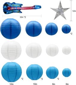 img 3 attached to 🔵 Blue Chinese Paper Lanterns Decorative Set of 19 with Guitar Foil Balloons and Star Lantern for Graduation, Elephant Baby Shower, Shark Birthday, Frozen Theme, Winter Wonderland Party Decoration - KAXIXI Round Lanterns