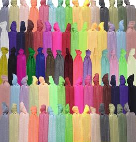 img 4 attached to 🎀 79STYLE 100Pcs Elastic Hair Ties Ribbon - No Crease Ouchless Ponytail Holders for Girls and Women, Yoga Twist Hair Bands - Hand-Knotted Fold Over Solid Colors (Multiple-20 Colors)