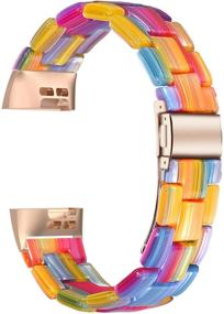 img 3 attached to ILVANYA Resin Watchband Compatible With Fitbit Charge 3/4 / 3 SE，Bright Resin Sport Strap With Stainless Steel Buckle Fashion Replacement Bracelet For Fitbit Charge Women Men，Multi Color(Rainbow)