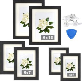 img 1 attached to 🖼️ Set of 6 Outgeek Black Picture Frames with Mat, Collage Wall Gallery Frame for Tabletop or Wall - Sizes 8x10, 5x7, 4x6 - Improved SEO