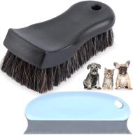 🚗 efuncar car horsehair detailing brush set - upholstery cleaner scrub brush horse hair leather cleaning brush with pet hair remover - ideal for auto interior, boat, carpet, clothing, couch, seat, sofa logo