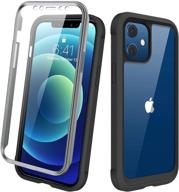 📱 premium diaclara iphone 12/12 pro case: ultimate protection with built-in touch sensitive screen protector - black/clear logo