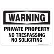 warning property trespassing soliciting sign logo