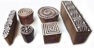 🎨 set of 6 wooden printing stamps: spiral and geometric pattern designs logo