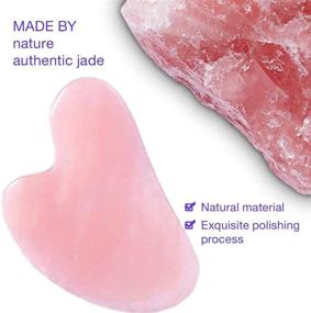 img 2 attached to Women's Gua Sha Facial Tools - Natural Pink Jade Stone Massage Tool with Smooth Edge for Physical Therapy, SPA Acupuncture & Face, Eyes, Neck, Body Treatment