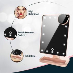 img 1 attached to 💄 Beautify Beauties Rose Gold Lighted Makeup Mirror with Bluetooth, Adjustable Brightness & Detachable 10X Magnification. Rechargeable & Luxurious Vanity Mirror