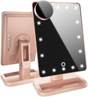 💄 beautify beauties rose gold lighted makeup mirror with bluetooth, adjustable brightness & detachable 10x magnification. rechargeable & luxurious vanity mirror logo